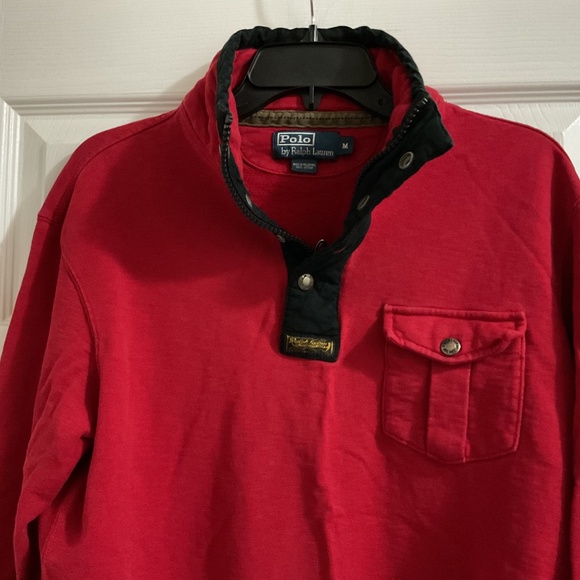 Men’s Vintage Polo by Ralph Lauren 1/4 Zip/Snap Pullover Sweatshirt, Medium - Picture 3 of 8